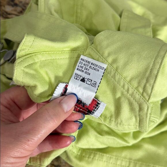 FADS Vintage Cotton Blend Overall Style Maxi Dress In Lime Green Size 4 - Picture 6 of 8